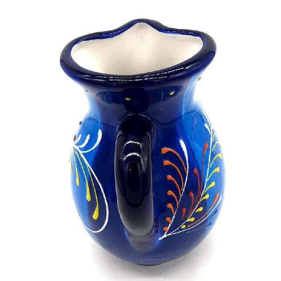 Anoru S. L. Ceramics Hand Painted  8" Colorful Blue Pitcher Vase Made In Spain - Picture 2 of 6